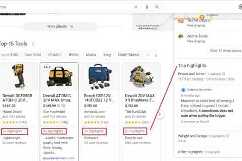 Google Product Results Carousel With Highlights